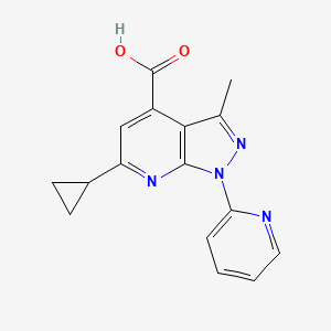 6-cyclopropyl-3-methyl-1-(pyridin-2-yl)-1H-pyrazolo[3,4-b]pyridine-4-carboxylic acid