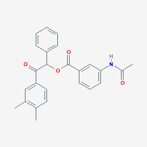 molecular formula C25H23NO4 B339014 2-(3,4-Dimethylphenyl)-2-oxo-1-phenylethyl 3-(acetylamino)benzoate 