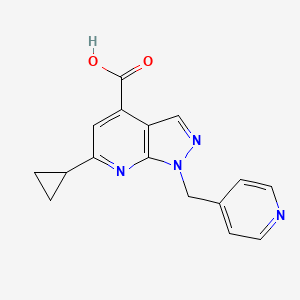 molecular formula C16H14N4O2 B3390190 6-cyclopropyl-1-(pyridin-4-ylmethyl)-1H-pyrazolo[3,4-b]pyridine-4-carboxylic acid CAS No. 954275-95-7