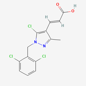 molecular formula C14H11Cl3N2O2 B3390279 3-{5-chloro-1-[(2,6-dichlorophenyl)methyl]-3-methyl-1H-pyrazol-4-yl}prop-2-enoic acid CAS No. 956713-73-8