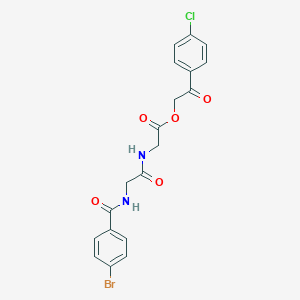 molecular formula C19H16BrClN2O5 B339028 2-(4-Chlorophenyl)-2-oxoethyl ({[(4-bromobenzoyl)amino]acetyl}amino)acetate 