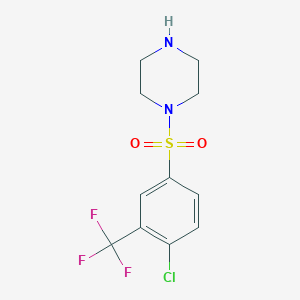 molecular formula C11H12ClF3N2O2S B3390368 1-[4-Chloro-3-(trifluoromethyl)benzenesulfonyl]piperazine CAS No. 97630-13-2