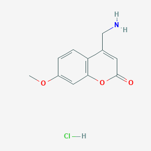 molecular formula C11H12ClNO3 B3390386 4-(Aminomethyl)-7-methoxychromen-2-one;hydrochloride CAS No. 98317-62-5