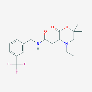 2-(4-Ethyl-6,6-dimethyl-2-oxomorpholin-3-yl)-N-(3-(trifluoromethyl)benzyl)acetamide