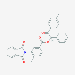 molecular formula C32H25NO5 B339112 2-(3,4-dimethylphenyl)-2-oxo-1-phenylethyl 3-(1,3-dioxo-1,3-dihydro-2H-isoindol-2-yl)-4-methylbenzoate 