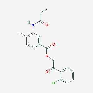 molecular formula C19H18ClNO4 B339114 2-(2-Chlorophenyl)-2-oxoethyl 4-methyl-3-(propionylamino)benzoate 