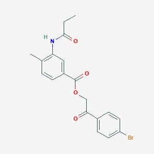 molecular formula C19H18BrNO4 B339116 2-(4-Bromophenyl)-2-oxoethyl 4-methyl-3-(propionylamino)benzoate 