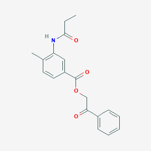molecular formula C19H19NO4 B339117 2-Oxo-2-phenylethyl 4-methyl-3-(propionylamino)benzoate 
