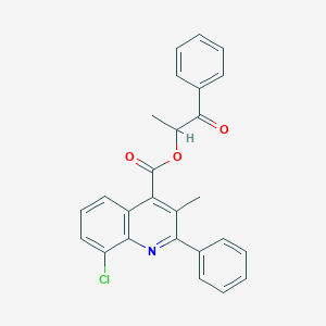 molecular formula C26H20ClNO3 B339133 1-Oxo-1-phenylpropan-2-yl 8-chloro-3-methyl-2-phenylquinoline-4-carboxylate 
