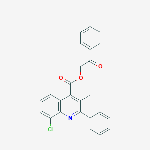 molecular formula C26H20ClNO3 B339134 2-(4-Methylphenyl)-2-oxoethyl 8-chloro-3-methyl-2-phenylquinoline-4-carboxylate 
