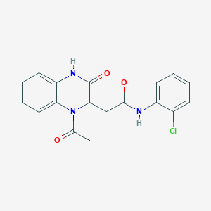 2-(1-acetyl-3-oxo-1,2,3,4-tetrahydro-2-quinoxalinyl)-N-(2-chlorophenyl)acetamide