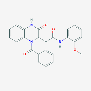 2-(1-benzoyl-3-oxo-1,2,3,4-tetrahydro-2-quinoxalinyl)-N-(2-methoxyphenyl)acetamide