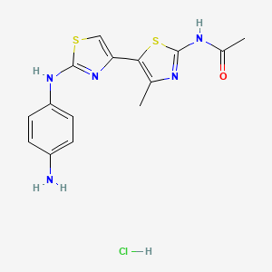 molecular formula C15H16ClN5OS2 B3391469 N-(5-{2-[(4-aminophenyl)amino]-1,3-thiazol-4-yl}-4-methyl-1,3-thiazol-2-yl)acetamide hydrochloride CAS No. 1803609-97-3