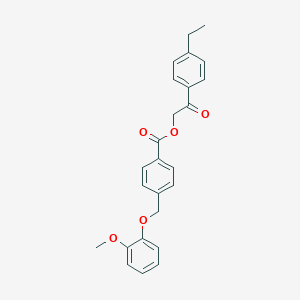 molecular formula C25H24O5 B339167 2-(4-Ethylphenyl)-2-oxoethyl 4-[(2-methoxyphenoxy)methyl]benzoate 