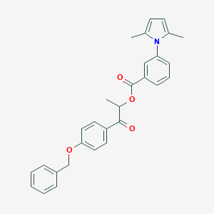 molecular formula C29H27NO4 B339170 1-[4-(benzyloxy)phenyl]-1-oxopropan-2-yl 3-(2,5-dimethyl-1H-pyrrol-1-yl)benzoate 