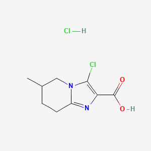 molecular formula C9H12Cl2N2O2 B3391707 3-Chloro-6-methyl-5H,6H,7H,8H-imidazo[1,2-a]pyridine-2-carboxylic acid hydrochloride CAS No. 2044712-99-2