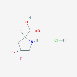 molecular formula C6H10ClF2NO2 B3391834 4,4-Difluoro-2-methylpyrrolidine-2-carboxylic acid hcl CAS No. 2253639-41-5