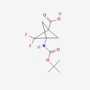 molecular formula C11H15F2NO4 B3391876 3-Boc-amino-2,2-difluorobicyclo[1.1.1]pentane-1-carboxylic acid CAS No. 2408970-21-6