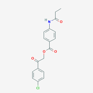 molecular formula C18H16ClNO4 B339203 2-(4-Chlorophenyl)-2-oxoethyl 4-(propionylamino)benzoate 