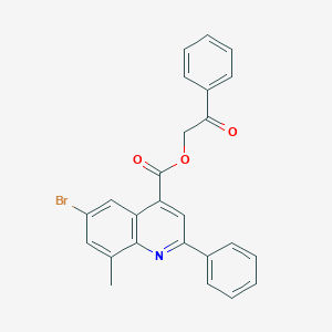molecular formula C25H18BrNO3 B339220 2-Oxo-2-phenylethyl 6-bromo-8-methyl-2-phenylquinoline-4-carboxylate 