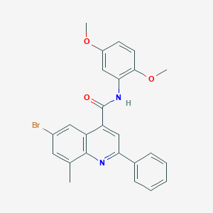 molecular formula C25H21BrN2O3 B339237 6-bromo-N-(2,5-dimethoxyphenyl)-8-methyl-2-phenylquinoline-4-carboxamide 