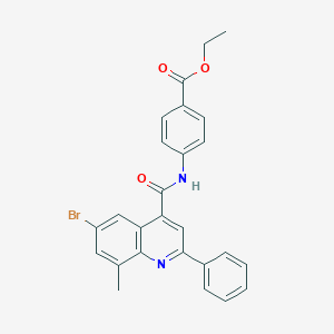 molecular formula C26H21BrN2O3 B339239 Ethyl 4-{[(6-bromo-8-methyl-2-phenyl-4-quinolinyl)carbonyl]amino}benzoate 