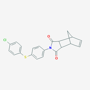 molecular formula C21H16ClNO2S B339264 2-{4-[(4-chlorophenyl)sulfanyl]phenyl}-3a,4,7,7a-tetrahydro-1H-4,7-methanoisoindole-1,3(2H)-dione 