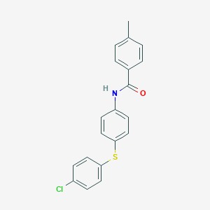 molecular formula C20H16ClNOS B339265 N-{4-[(4-chlorophenyl)sulfanyl]phenyl}-4-methylbenzamide 
