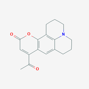 molecular formula C17H17NO3 B3392679 9-Acetyl-2,3,6,7-tetrahydro-1H-pyrano[2,3-f]pyrido[3,2,1-ij]quinolin-11(5H)-one CAS No. 122501-96-6