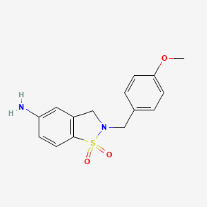 molecular formula C15H16N2O3S B3392810 5-Amino-2-(4-methoxybenzyl)-2,3-dihydrobenzo[d]isothiazole 1,1-dioxide CAS No. 1383788-38-2