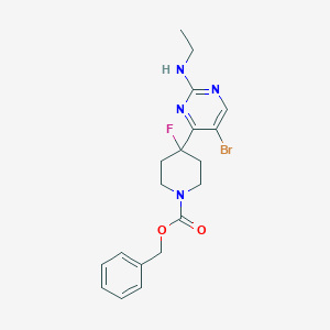 Benzyl 4-[5-bromo-2-(ethylamino)pyrimidin-4-yl]-4-fluoro-piperidine-1-carboxylate
