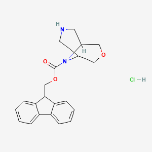 molecular formula C21H23ClN2O3 B3392860 (9H-fluoren-9-yl)methyl 3-oxa-7,9-diazabicyclo[3.3.1]nonane-9-carboxylate hydrochloride CAS No. 1445804-25-0