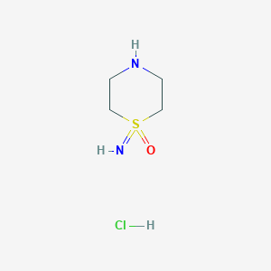 molecular formula C4H11ClN2OS B3392983 1-Iminothiomorpholine 1-oxide hydrochloride CAS No. 1633667-60-3