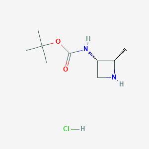 molecular formula C9H19ClN2O2 B3393227 叔丁基N-[(2S,3S)-2-甲基氮杂环丁烷-3-基]氨基甲酸酯；盐酸盐 CAS No. 2068138-00-9