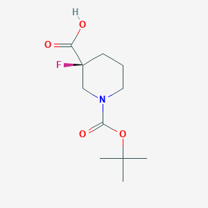 molecular formula C11H18FNO4 B3393286 (3S)-1-[(tert-butoxy)carbonyl]-3-fluoropiperidine-3-carboxylic acid CAS No. 2218467-83-3