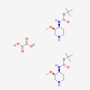 molecular formula C24H46N4O10 B3393313 叔丁基 N-[(3R,4S)-3-甲氧基-4-哌啶基]氨基甲酸酯；半草酸 CAS No. 2250242-17-0