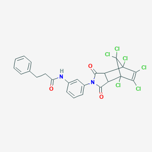 N-[3-(1,7,8,9,10,10-hexachloro-3,5-dioxo-4-azatricyclo[5.2.1.02,6]dec-8-en-4-yl)phenyl]-3-phenylpropanamide