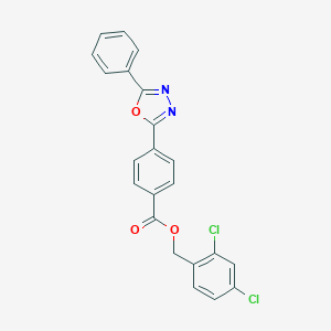 molecular formula C22H14Cl2N2O3 B339343 2,4-Dichlorobenzyl 4-(5-phenyl-1,3,4-oxadiazol-2-yl)benzoate 