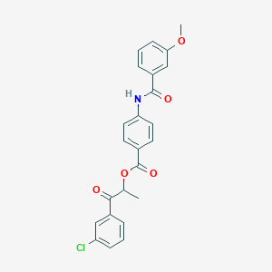 molecular formula C24H20ClNO5 B339356 2-(3-Chlorophenyl)-1-methyl-2-oxoethyl 4-[(3-methoxybenzoyl)amino]benzoate 
