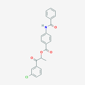 molecular formula C23H18ClNO4 B339357 2-(3-Chlorophenyl)-1-methyl-2-oxoethyl 4-(benzoylamino)benzoate 