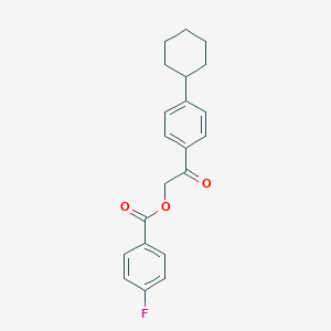 molecular formula C21H21FO3 B339363 2-(4-Cyclohexylphenyl)-2-oxoethyl 4-fluorobenzoate 