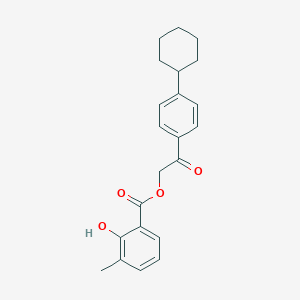 molecular formula C22H24O4 B339372 2-(4-Cyclohexylphenyl)-2-oxoethyl 2-hydroxy-3-methylbenzoate 