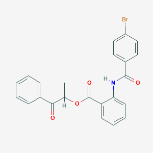 molecular formula C23H18BrNO4 B339404 1-Methyl-2-oxo-2-phenylethyl 2-[(4-bromobenzoyl)amino]benzoate 