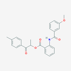 molecular formula C25H23NO5 B339406 1-Methyl-2-(4-methylphenyl)-2-oxoethyl 2-[(3-methoxybenzoyl)amino]benzoate 