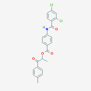 molecular formula C24H19Cl2NO4 B339408 1-Methyl-2-(4-methylphenyl)-2-oxoethyl 4-[(2,4-dichlorobenzoyl)amino]benzoate 