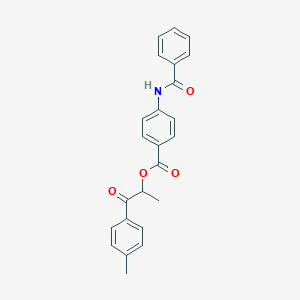 molecular formula C24H21NO4 B339409 1-Methyl-2-(4-methylphenyl)-2-oxoethyl 4-(benzoylamino)benzoate 