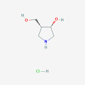 molecular formula C5H12ClNO2 B3394114 cis-4-(Hydroxymethyl)pyrrolidin-3-ol hydrochloride CAS No. 853270-49-2