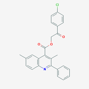 molecular formula C26H20ClNO3 B339475 2-(4-Chlorophenyl)-2-oxoethyl 3,6-dimethyl-2-phenylquinoline-4-carboxylate 