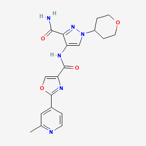 molecular formula C19H20N6O4 B3395023 4-(2-(2-methylpyridin-4-yl)oxazole-4-carboxamido)-1-(tetrahydro-2H-pyran-4-yl)-1H-pyrazole-3-carboxamide CAS No. 1287665-58-0