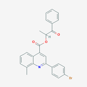 molecular formula C26H20BrNO3 B339512 1-Methyl-2-oxo-2-phenylethyl 2-(4-bromophenyl)-8-methyl-4-quinolinecarboxylate 